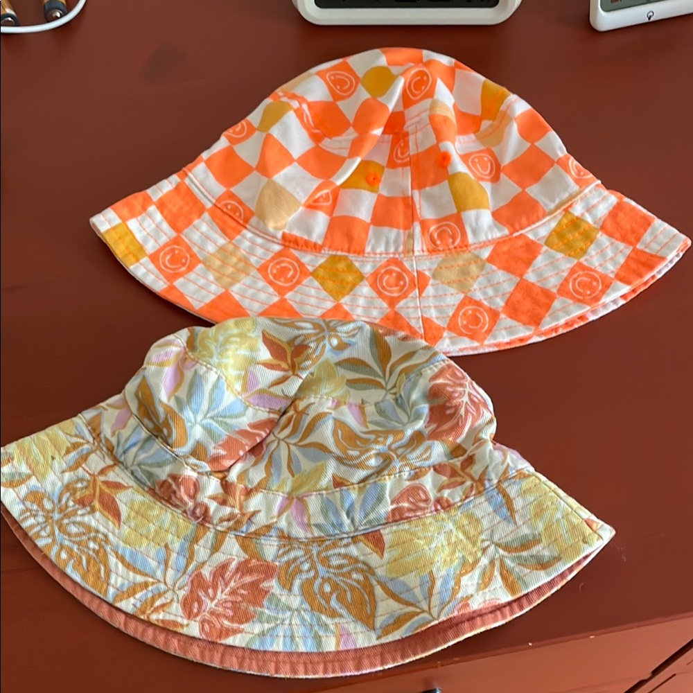 Zara Kids' Patterned Bucket Hats - Orange and Multicolor